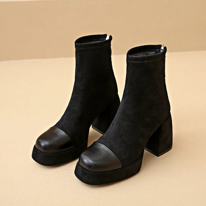 Women's Knee High Boots with Supportive Sole and Sculpted Design – Black Fashion Boots 4