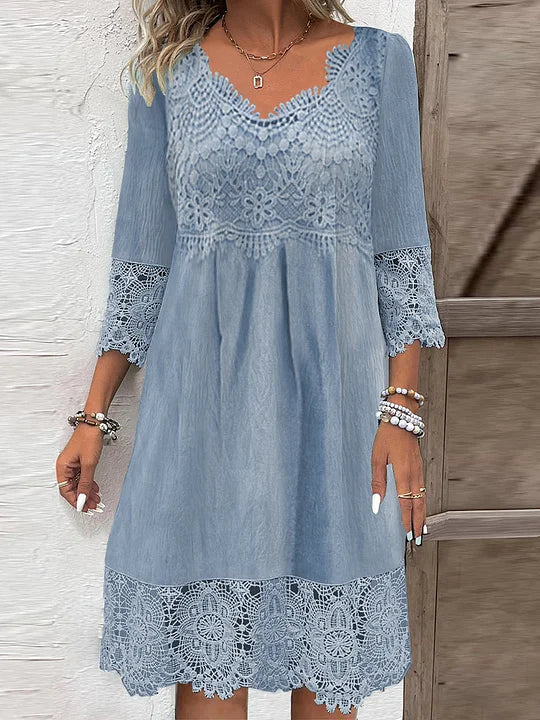 Women's Lace Midi Dress featuring a tailored silhouette, perfect for cocktail and formal events, showcasing elegance and sophistication in evening wear. 4