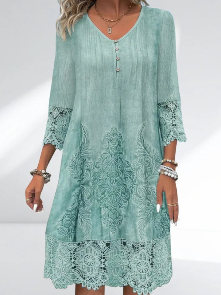 Women's Lace Midi Dress featuring a tailored silhouette, perfect for cocktail and formal events, showcasing elegance and sophistication in evening wear. 5