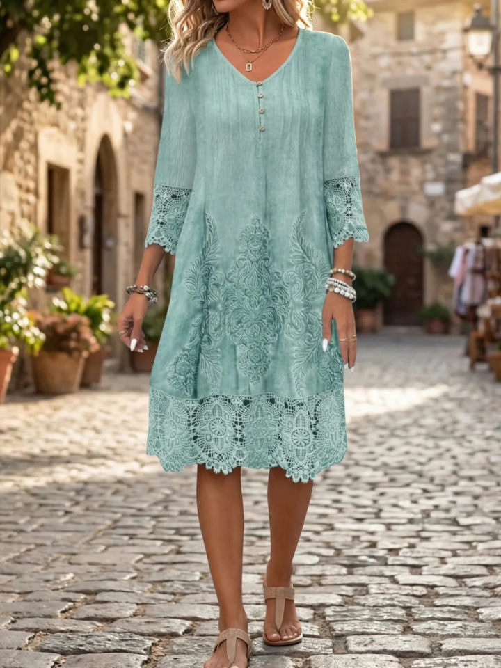 Women's Lace Midi Dress featuring a tailored silhouette, perfect for cocktail and formal events, showcasing elegance and sophistication in evening wear. 6