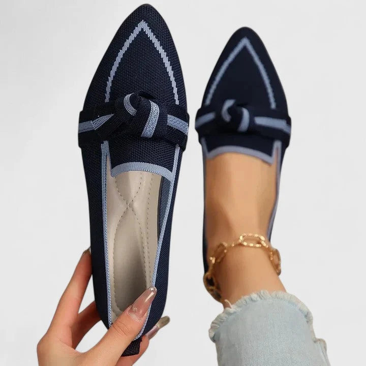 Women's loafers featuring orthopedic support and a decorative knot detail, designed with a pointed toe for an elegant look perfect for fall and winter. 4