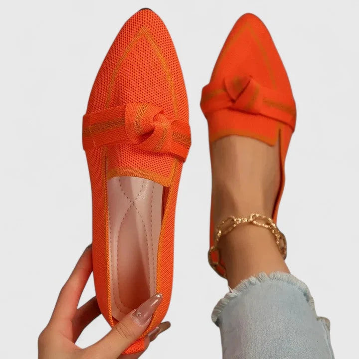 Women's loafers featuring orthopedic support and a decorative knot detail, designed with a pointed toe for an elegant look perfect for fall and winter. 5