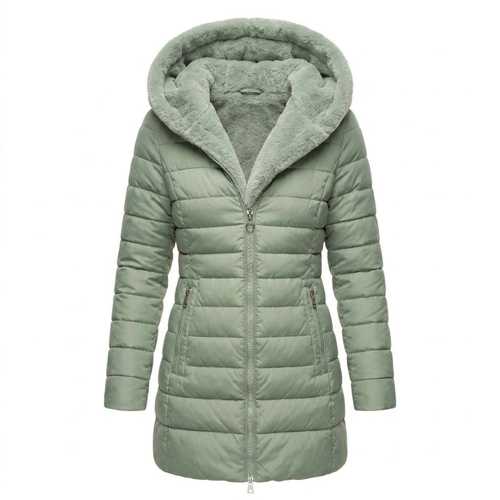 Women's Long Quilted Winter Coat with Adjustable Hood – Black Puffer Jacket for Cold Weather 4