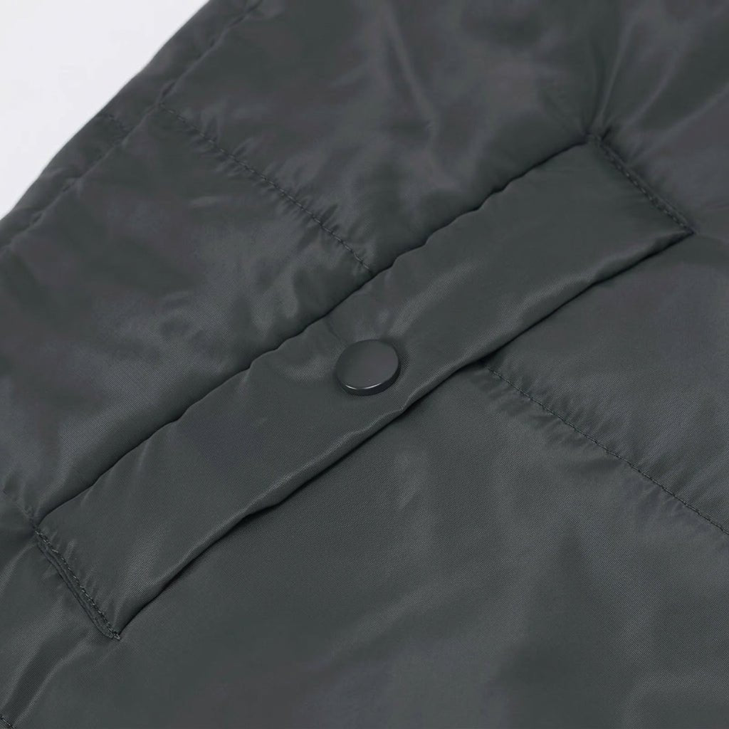 Women's Longline Quilted Puffer Jacket with Zip Front and Pockets – Black Cold Weather Coat 2