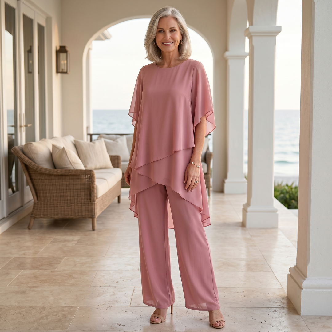 Women's Loungewear Set - Two Piece Palazzo Set with Relaxed Fit - Lightweight Breathable Fabric 1