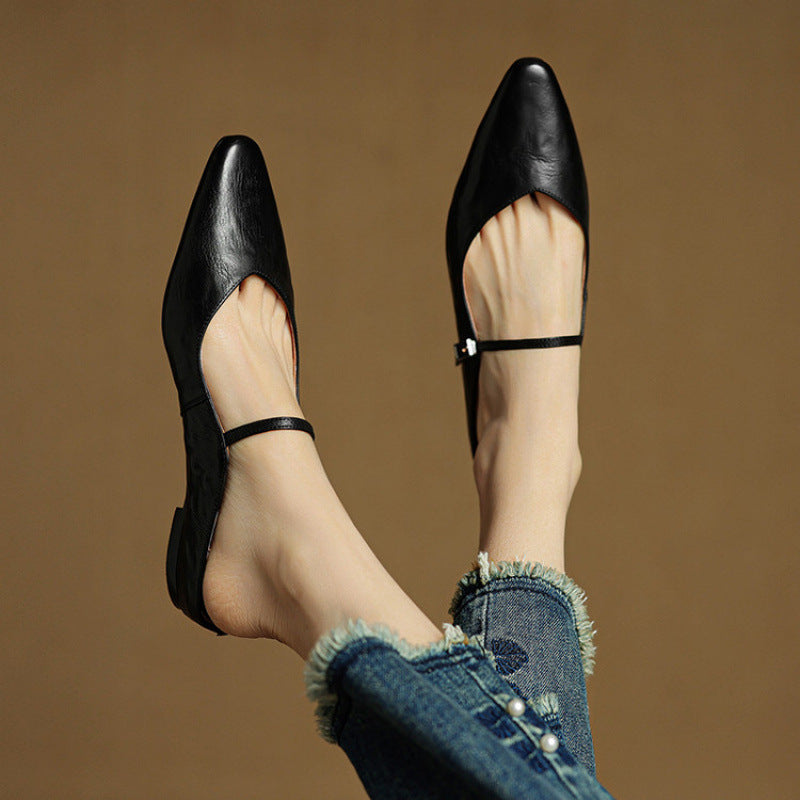 Women's mules shoes featuring a padded footbed, crafted from genuine leather, designed for both casual and formal wear with a stylish slip-on design. 9