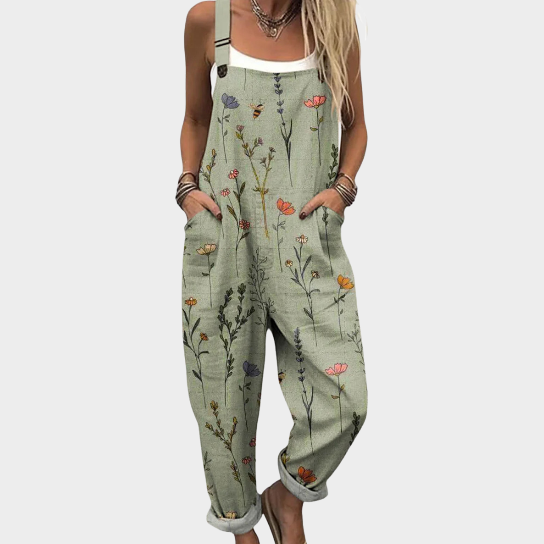 Women's Overalls with Adjustable Straps and Loose Fit – Printed Breathable Fabric 0