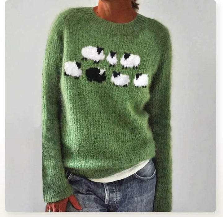 Women's Oversized Sweater with Wide Boat Neckline – Cozy Retro Striped Knit Pullover 5