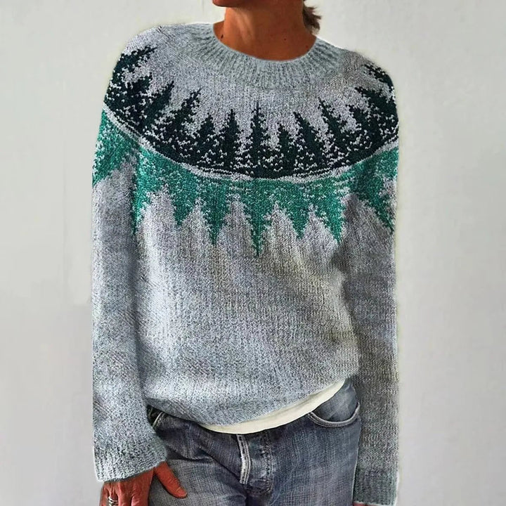 Women's Oversized Sweater with Wide Boat Neckline – Cozy Retro Striped Knit Pullover 7