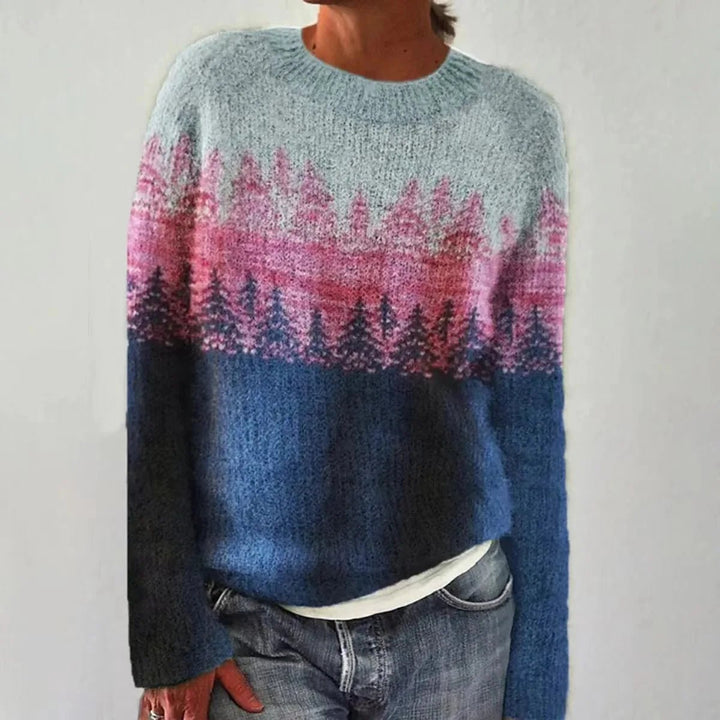 Women's Oversized Sweater with Wide Boat Neckline – Cozy Retro Striped Knit Pullover 8