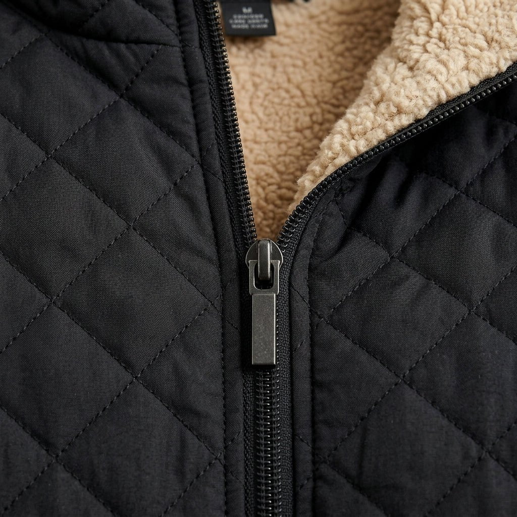 Women's Quilted Jacket with Fleece-Lined Hood and Zip-Up Closure - Lightweight Hip-Length Winter Coat 2
