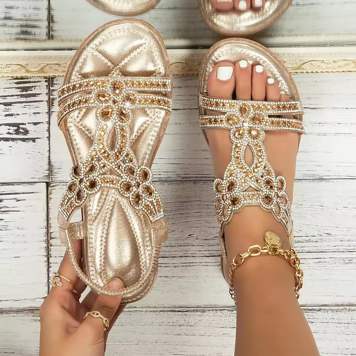 Women's boho sandals featuring a cushioned sole and textured outsole, designed for casual comfort in earthy tones, perfect for summer outings. 11