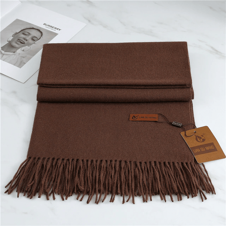 Women's Scarf with Tassels – Warm Cashmere Wrap in 10 Colors – Cozy Winter Accessory 190x68cm 0