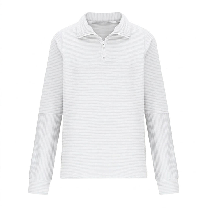 Women's Sweater with Half-Zip and Balloon Sleeves – Relaxed Fit Knit Funnel Neck Top 4