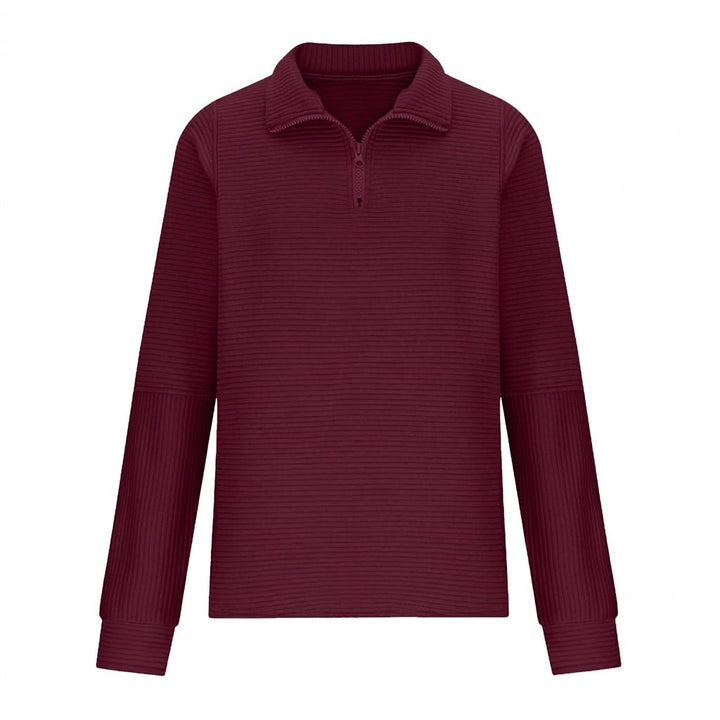Women's Sweater with Half-Zip and Balloon Sleeves – Relaxed Fit Knit Funnel Neck Top 6
