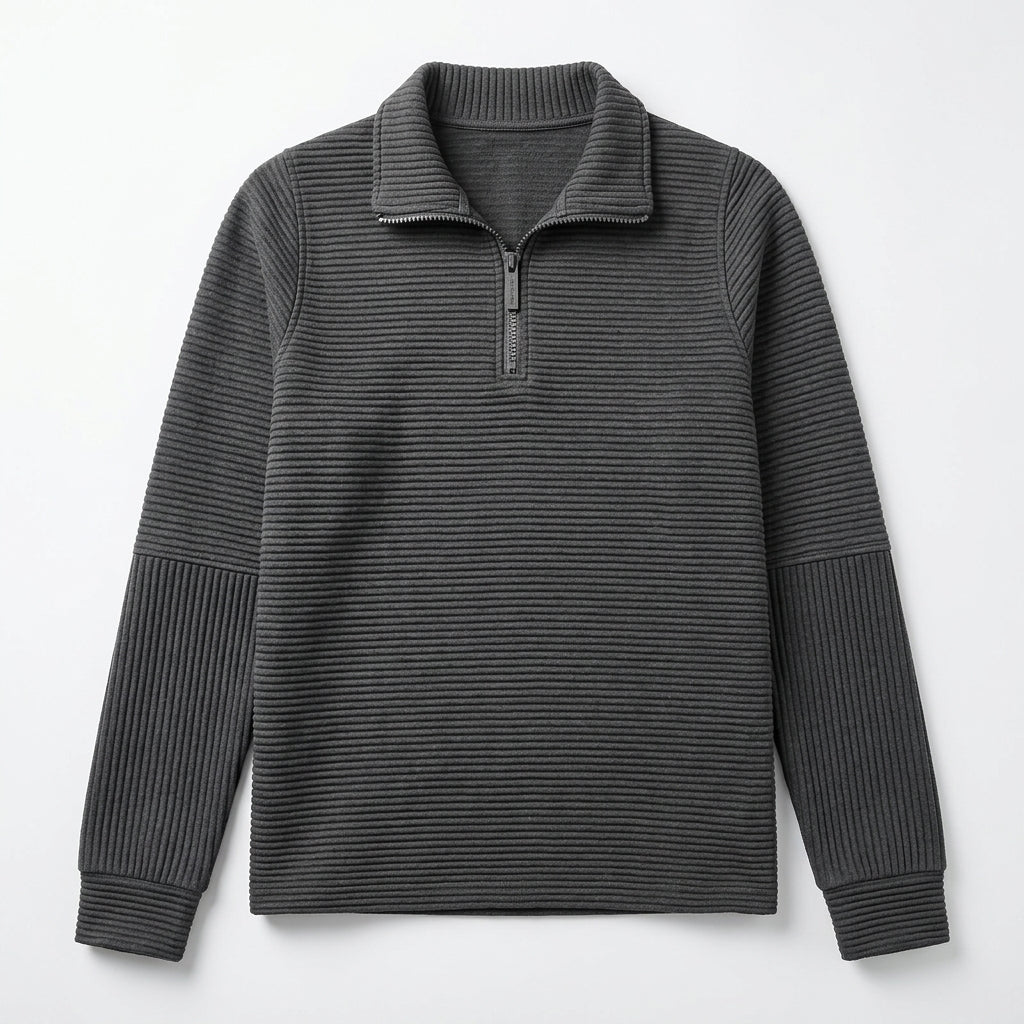 Women's Sweater with Half-Zip and Balloon Sleeves – Relaxed Fit Knit Funnel Neck Top 7
