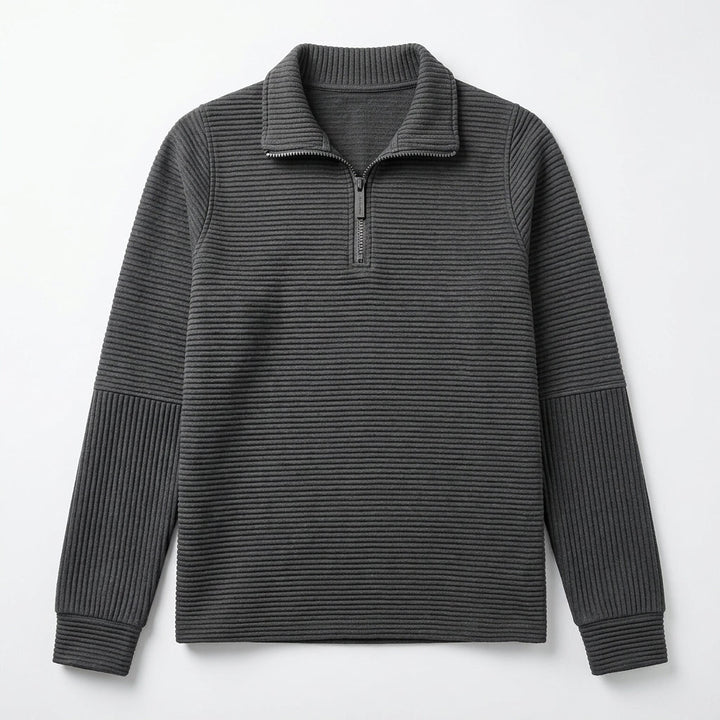 Women's Sweater with Half-Zip and Balloon Sleeves – Relaxed Fit Knit Funnel Neck Top 7