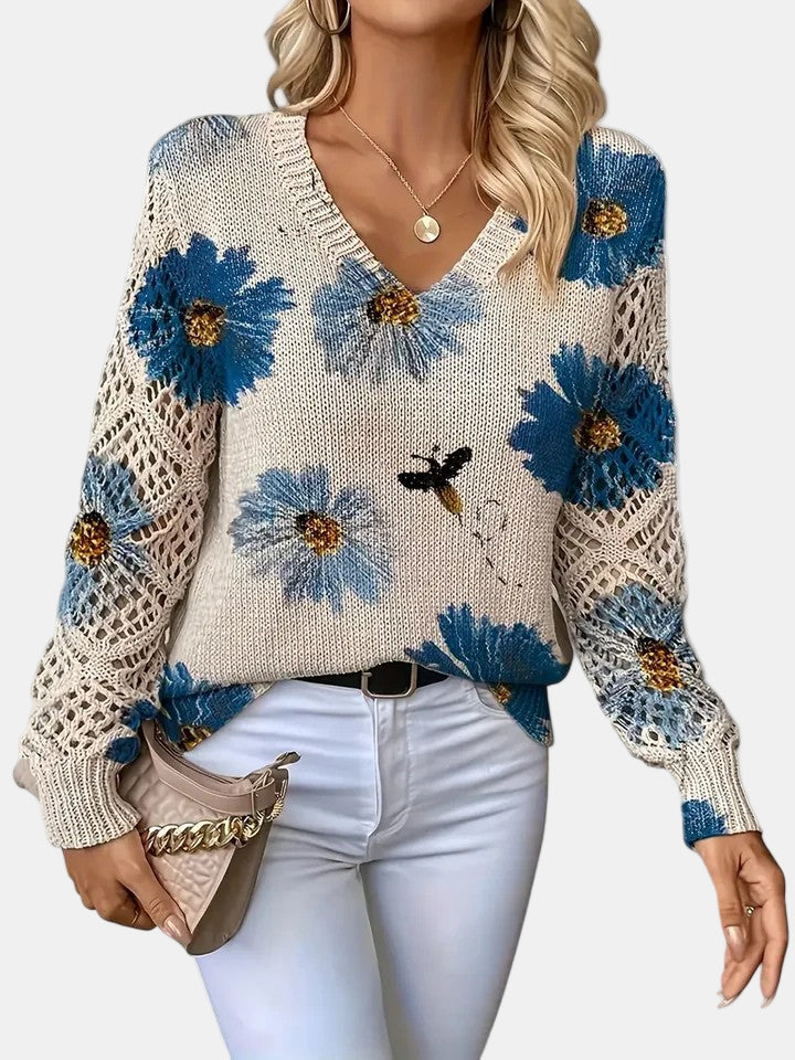 Women's Sweater with Modern Silhouette – Cozy All-Season Layering Essential in Blue 0