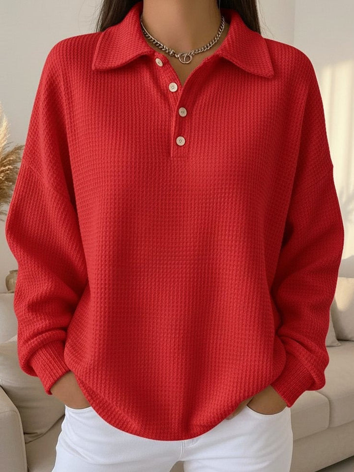 Women's Sweater with Polo Collar and Stretch Knit – Elegant Soft Knit for Casual and Office Wear 0