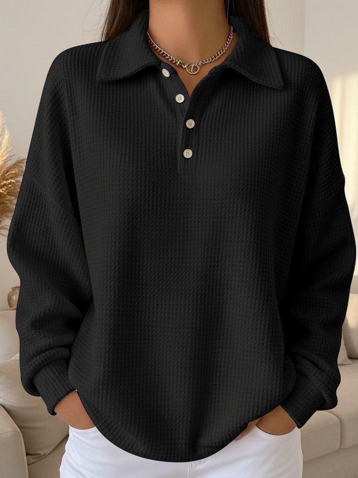 Women's Sweater with Polo Collar and Stretch Knit – Elegant Soft Knit for Casual and Office Wear 2