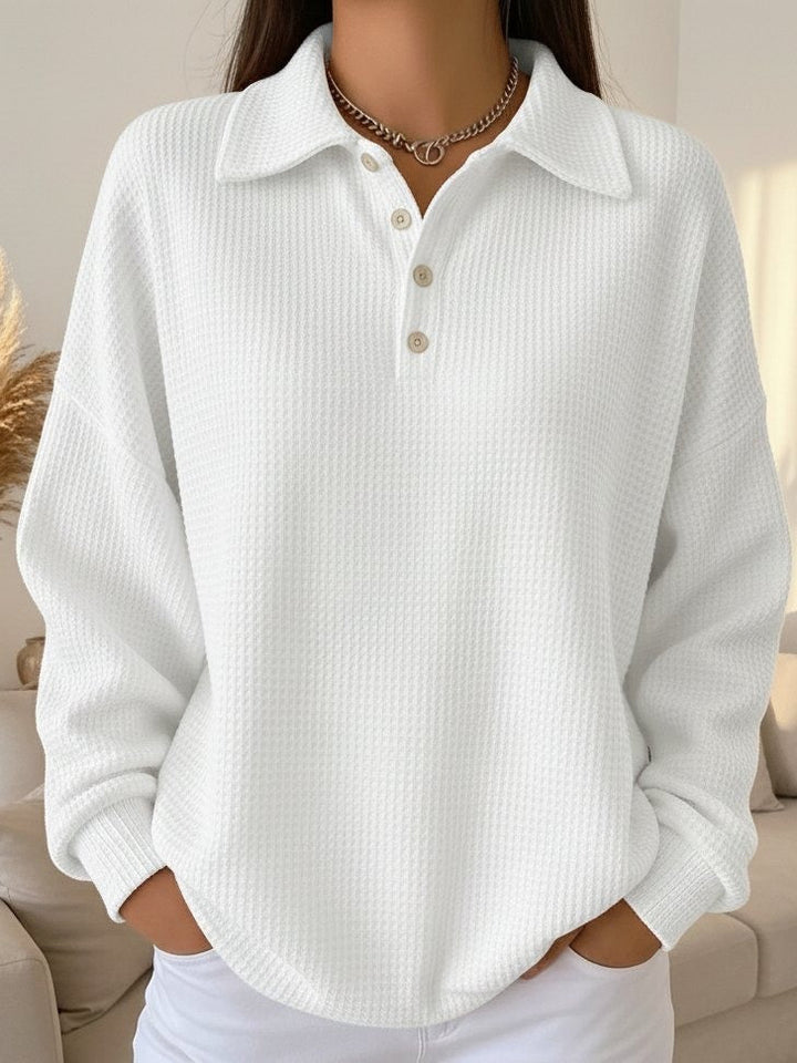 Women's Sweater with Polo Collar and Stretch Knit – Elegant Soft Knit for Casual and Office Wear 3