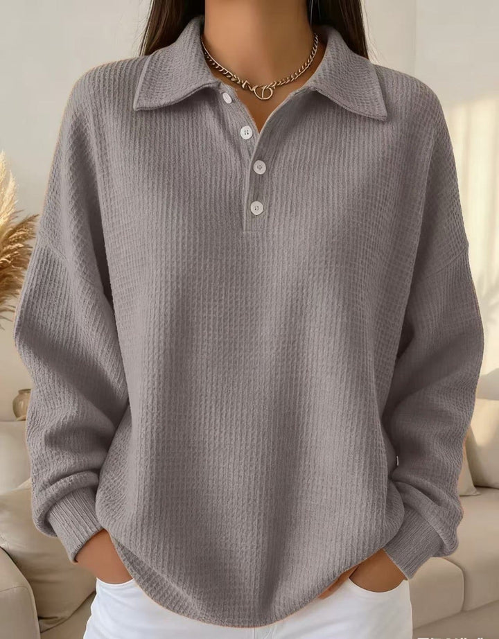 Women's Sweater with Polo Collar and Stretch Knit – Elegant Soft Knit for Casual and Office Wear 4
