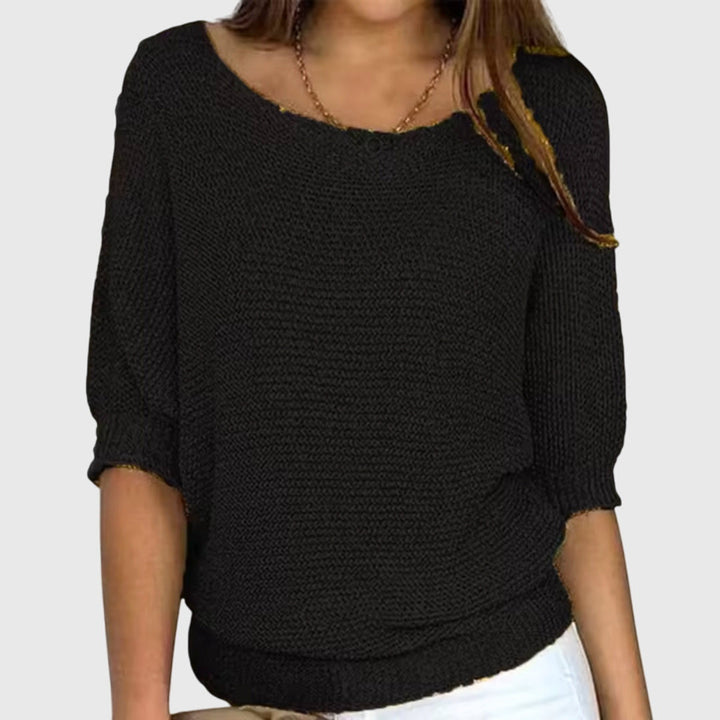 Women's Sweater with Relaxed Fit and Soft Smooth Texture – Chic Versatile Design in Beige 2