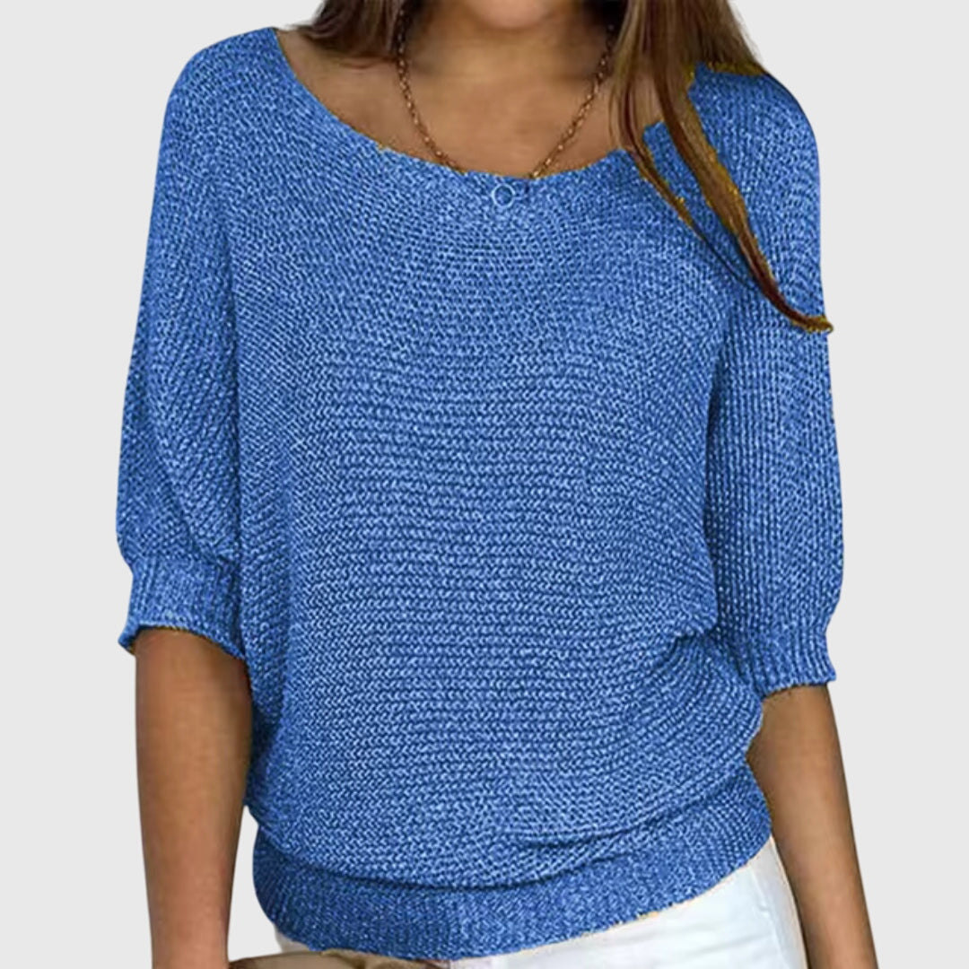 Women's Sweater with Relaxed Fit and Soft Smooth Texture – Chic Versatile Design in Beige 3