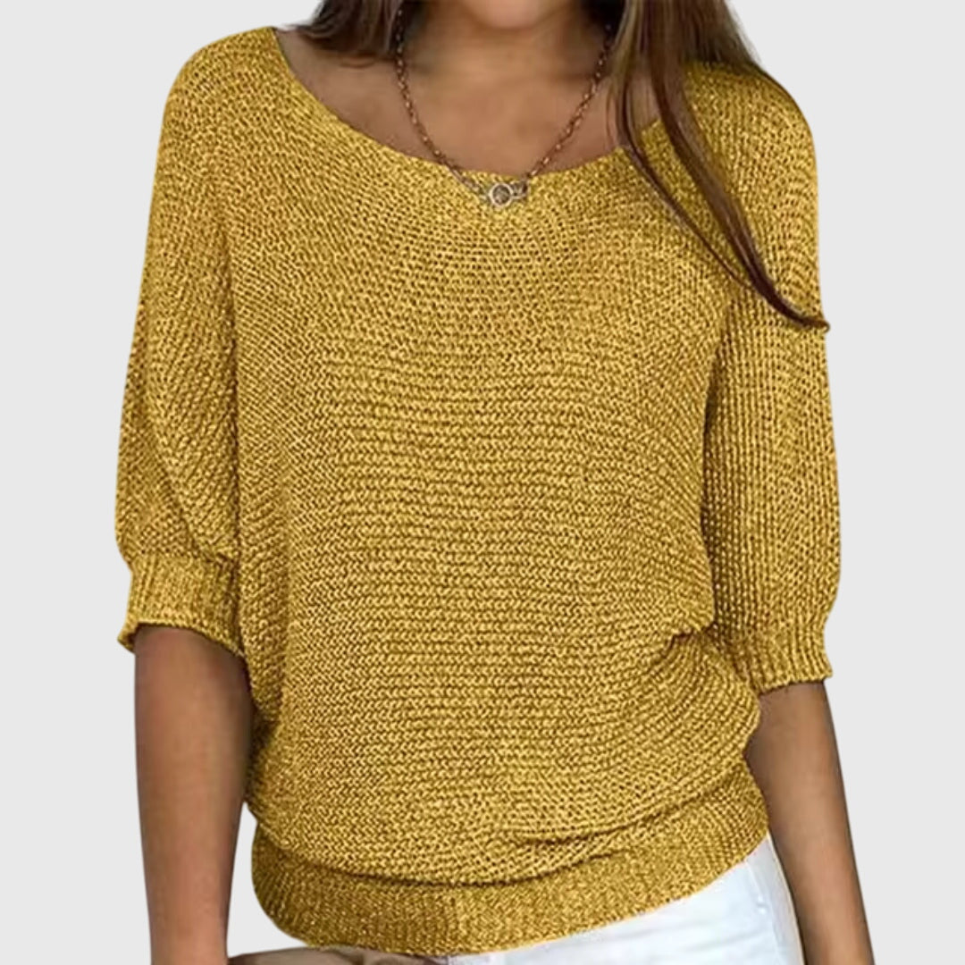 Women's Sweater with Relaxed Fit and Soft Smooth Texture – Chic Versatile Design in Beige 4