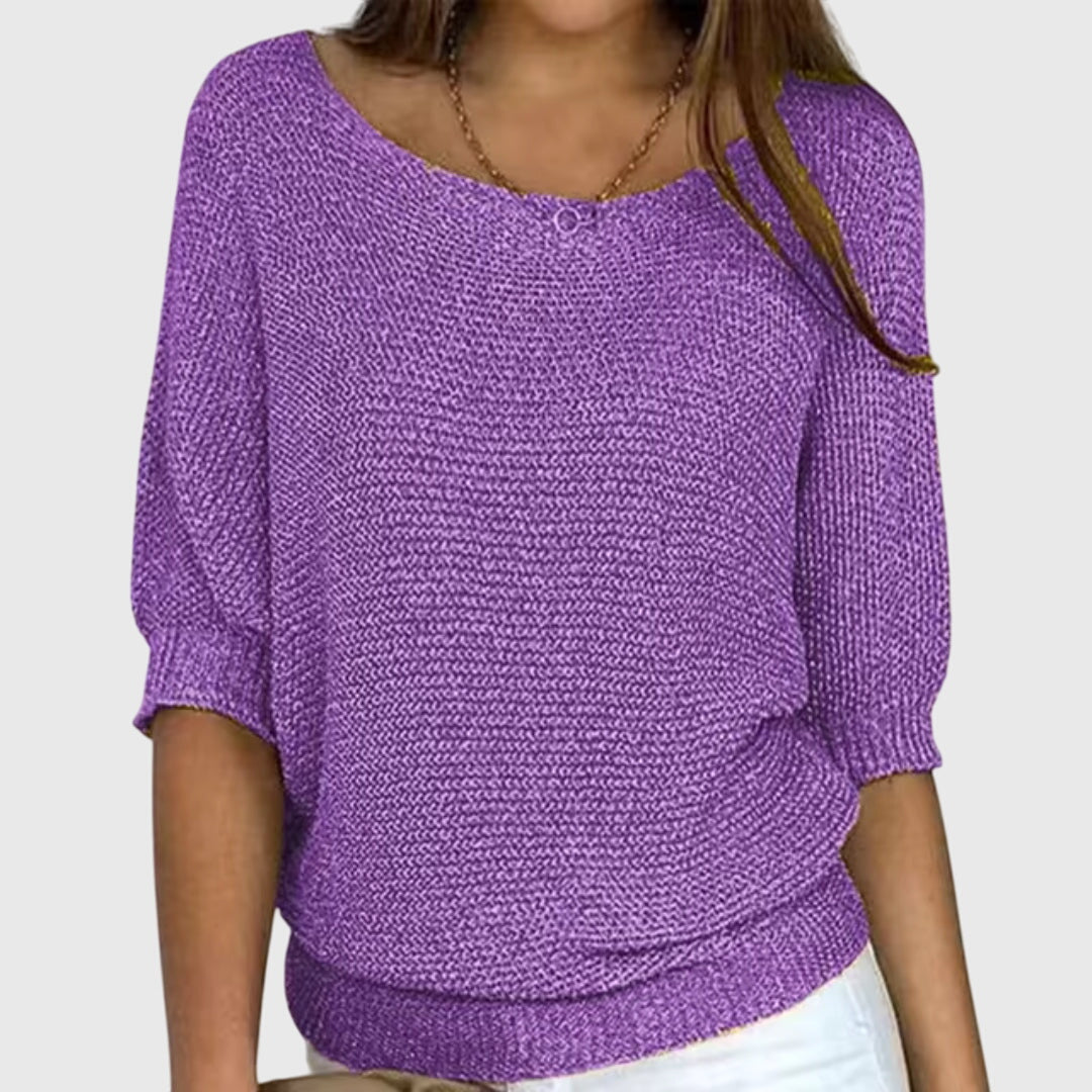 Women's Sweater with Relaxed Fit and Soft Smooth Texture – Chic Versatile Design in Beige 7