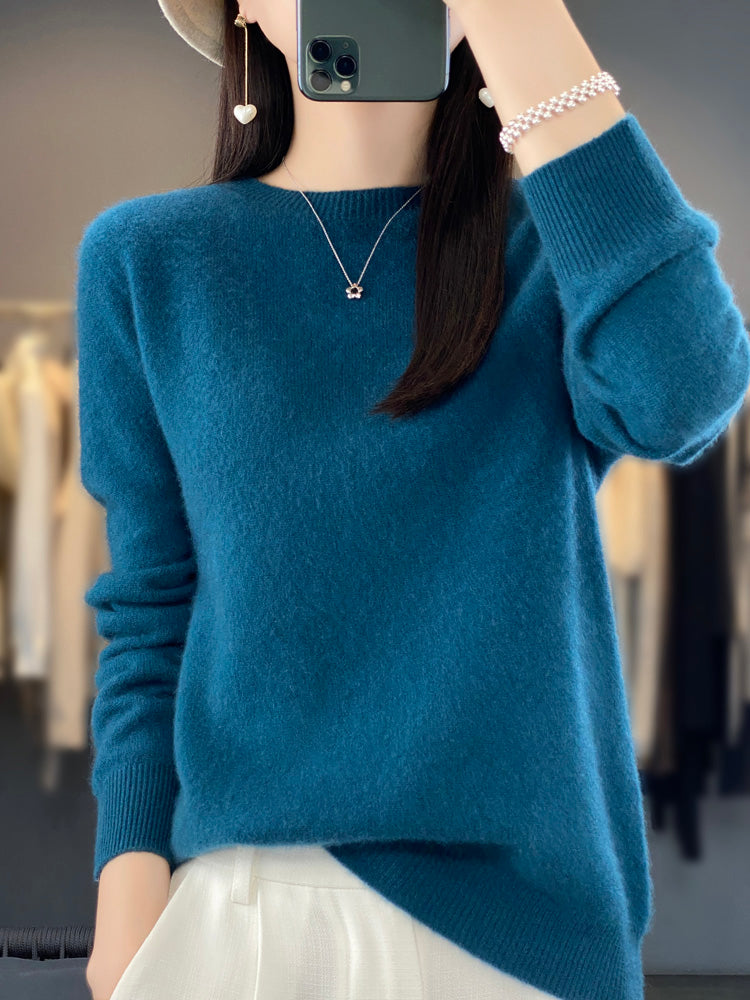 Women's Sweater with Relaxed Fit and Soft Warm Material – Versatile Turquoise Cozy Essential 2