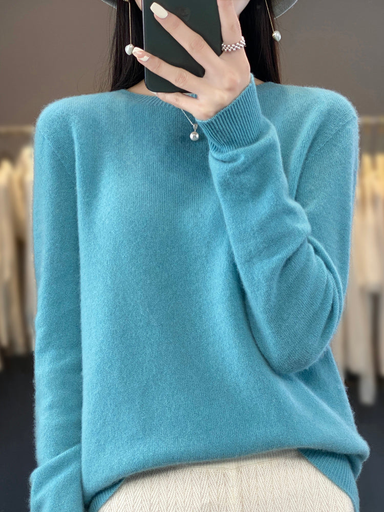 Women's Sweater with Relaxed Fit and Soft Warm Material – Versatile Turquoise Cozy Essential 5