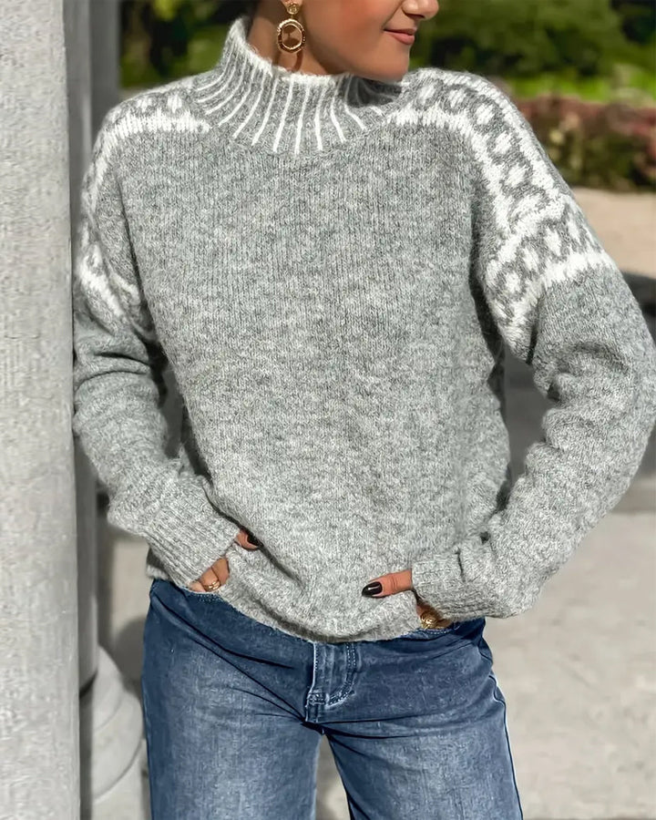 Women's Sweater with Soft Brushed Interior – Double-Knit Waffle Fabric, Relaxed Elegant Fit, Gray 0