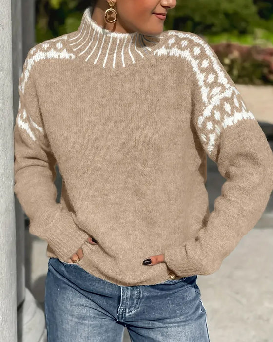 Women's Sweater with Soft Brushed Interior – Double-Knit Waffle Fabric, Relaxed Elegant Fit, Gray 1