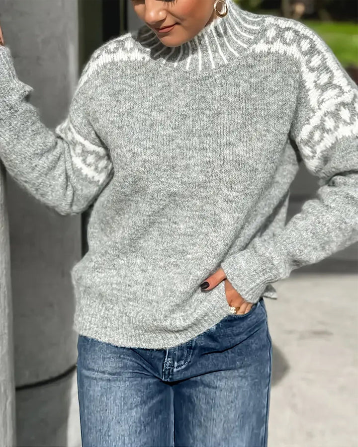 Women's Sweater with Soft Brushed Interior – Double-Knit Waffle Fabric, Relaxed Elegant Fit, Gray 4