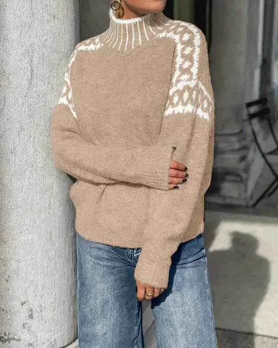 Women's Sweater with Soft Brushed Interior – Double-Knit Waffle Fabric, Relaxed Elegant Fit, Gray 7