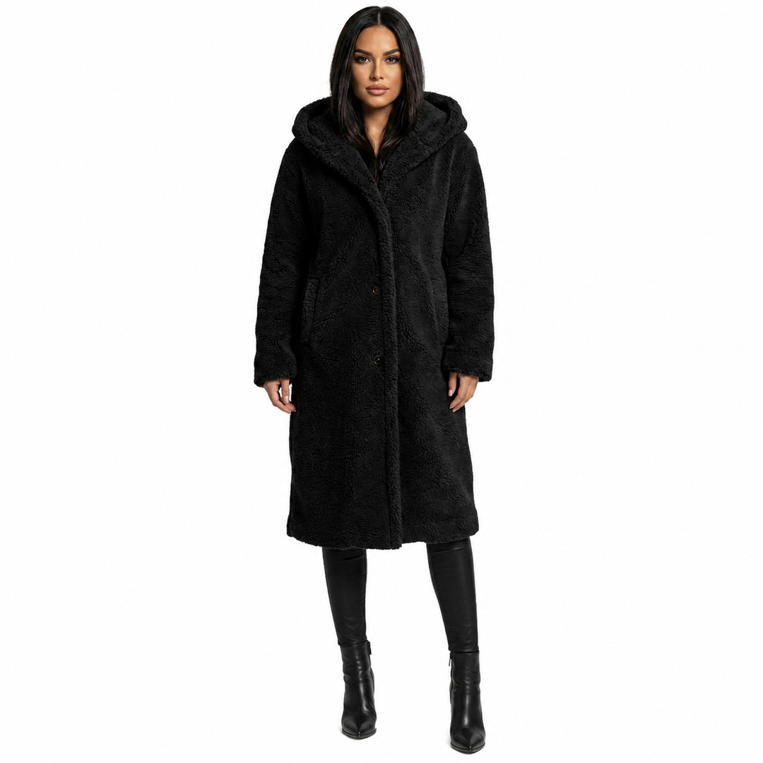 Women's Teddy Coat with Hood and Button Closure - Plush Relaxed Fit Winter Coat 5