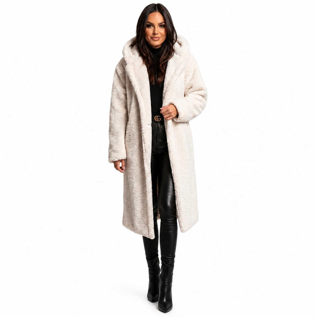 Women's Teddy Coat with Hood and Button Closure - Plush Relaxed Fit Winter Coat 6