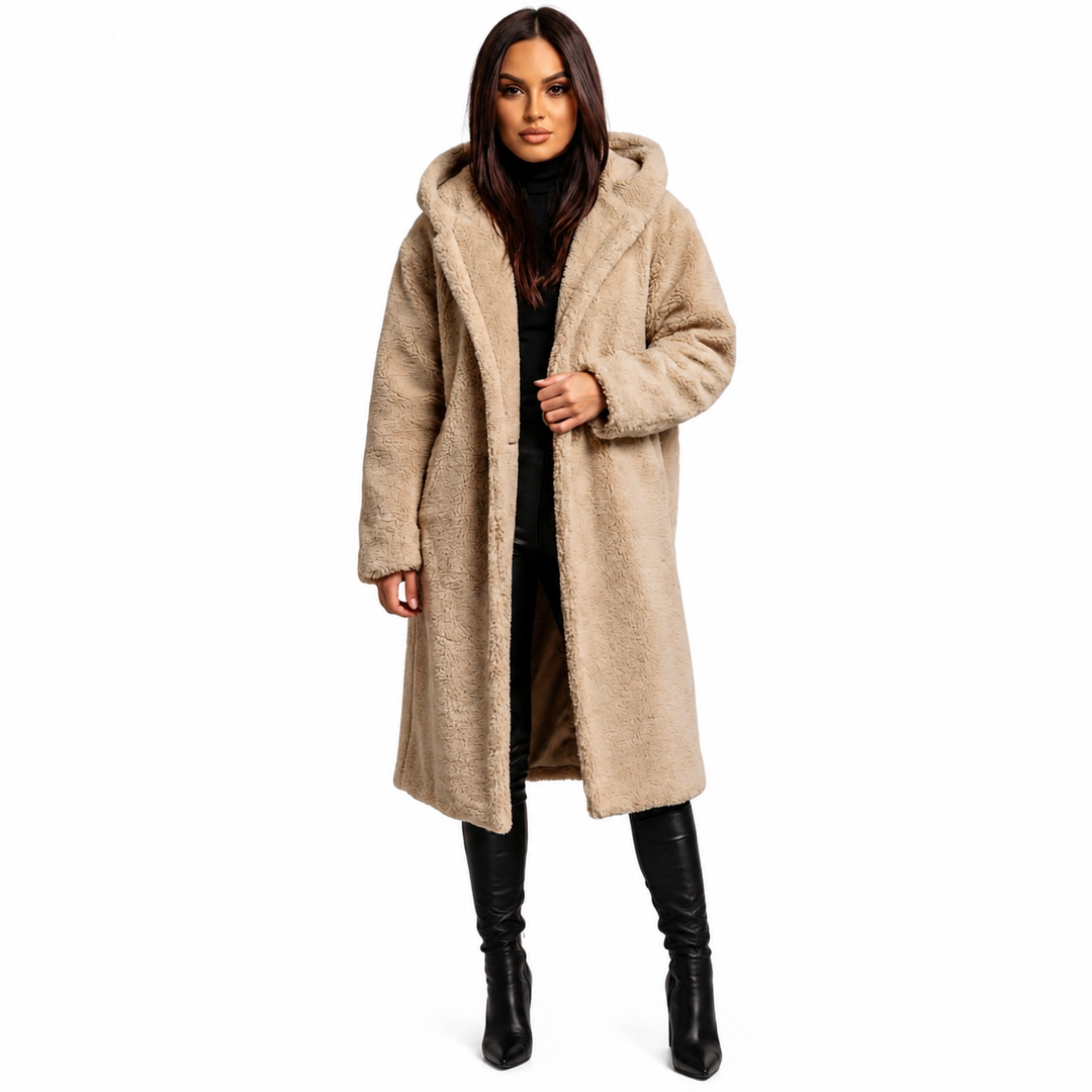 Women's Teddy Coat with Hood and Button Closure - Plush Relaxed Fit Winter Coat 7