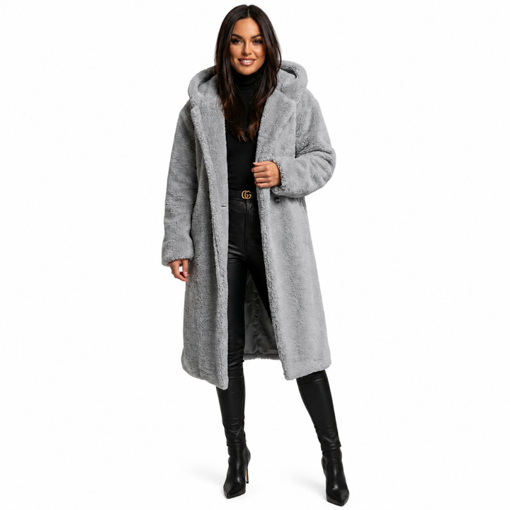 Women's Teddy Coat with Hood and Button Closure - Plush Relaxed Fit Winter Coat 8