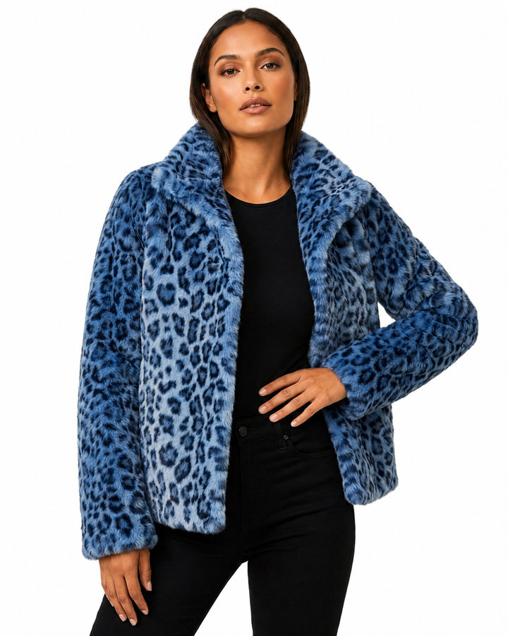Women's Teddy Jacket with Plush Fabric – Relaxed Fit Leopard Print Outerwear for Fall/Winter 2
