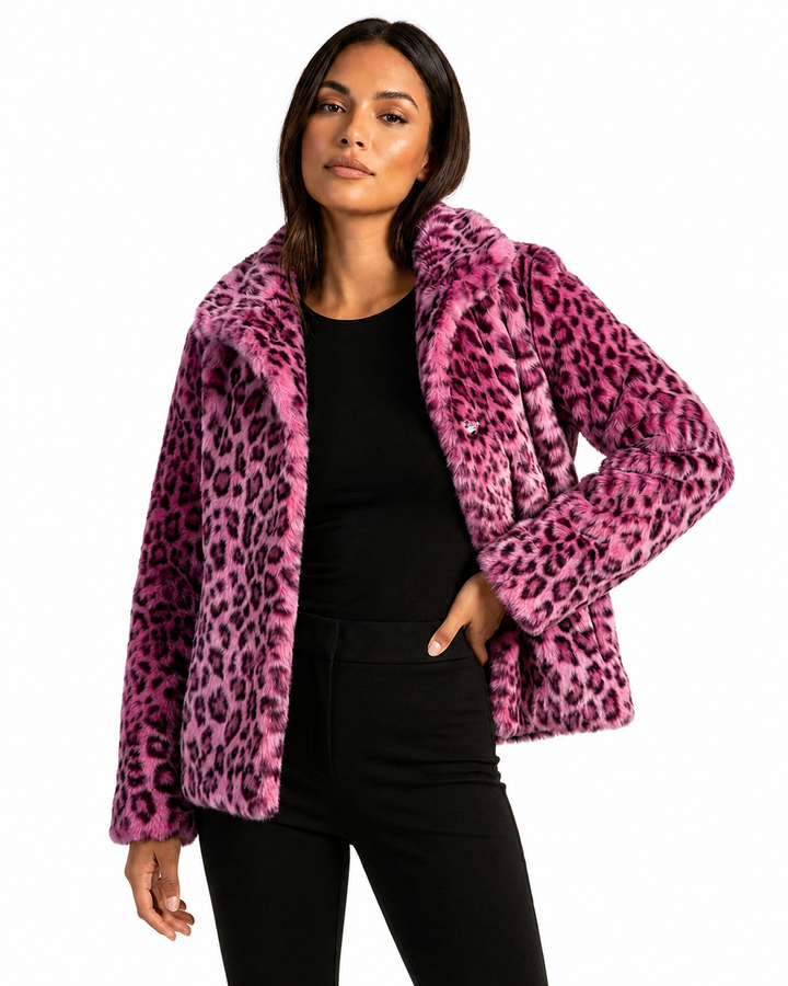Women's Teddy Jacket with Plush Fabric – Relaxed Fit Leopard Print Outerwear for Fall/Winter 3
