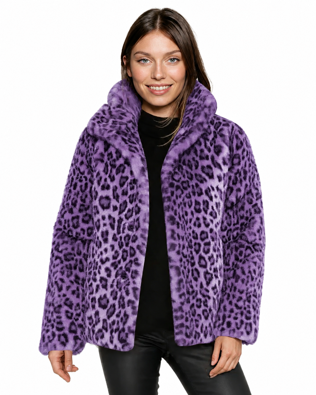 Women's Teddy Jacket with Plush Fabric – Relaxed Fit Leopard Print Outerwear for Fall/Winter 4