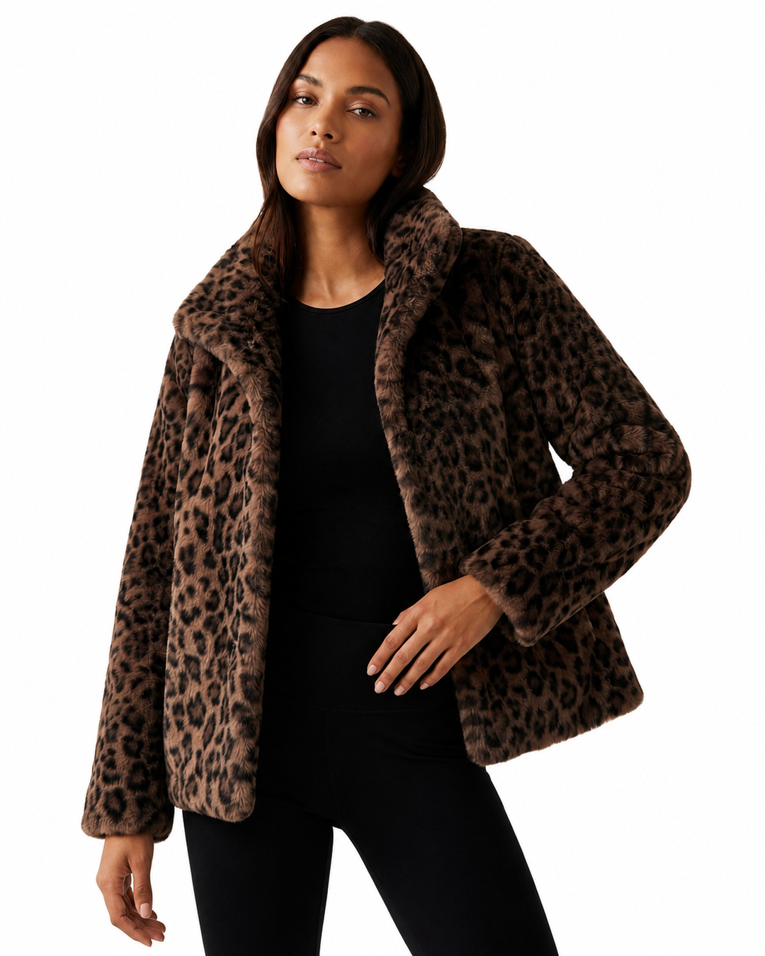 Women's Teddy Jacket with Plush Fabric – Relaxed Fit Leopard Print Outerwear for Fall/Winter 5