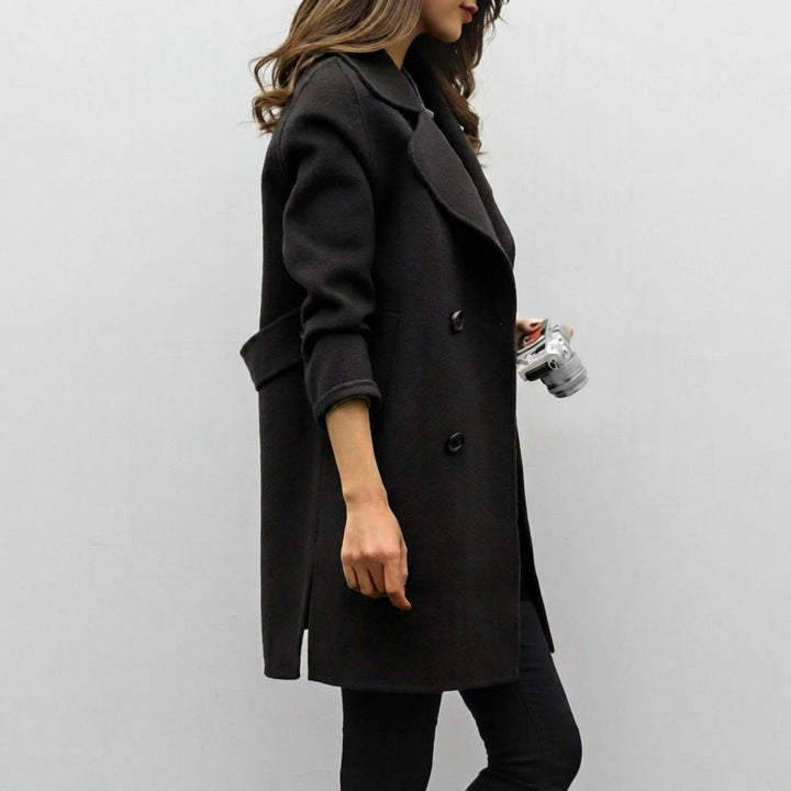 Women's Trench Coat with Double Breasted Closure and Notched Lapel – Mid-Length Winter Coat for Stylish Warmth 2