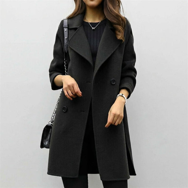 Women's Trench Coat with Double Breasted Closure and Notched Lapel – Mid-Length Winter Coat for Stylish Warmth 3