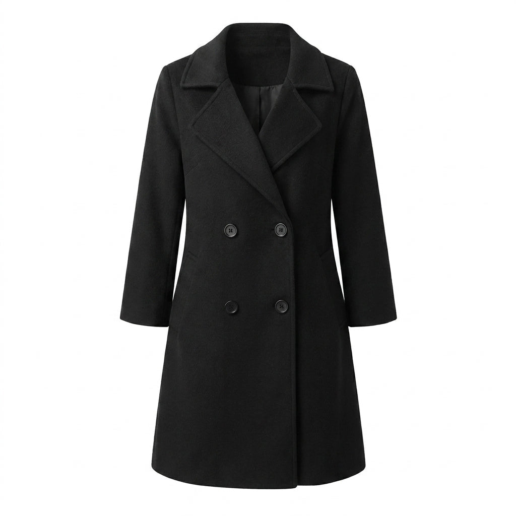 Women's Trench Coat with Double Breasted Closure and Notched Lapel – Mid-Length Winter Coat for Stylish Warmth 5