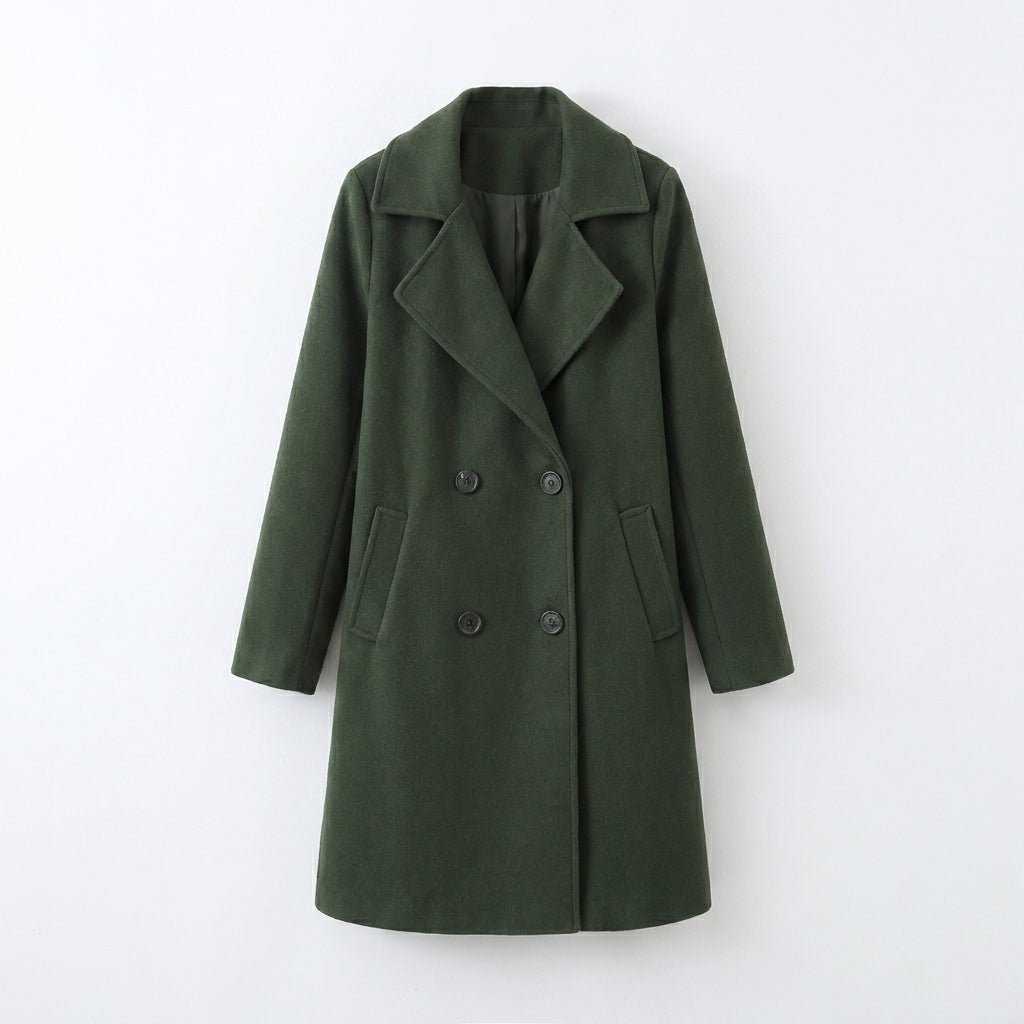 Women's Trench Coat with Double Breasted Closure and Notched Lapel – Mid-Length Winter Coat for Stylish Warmth 6