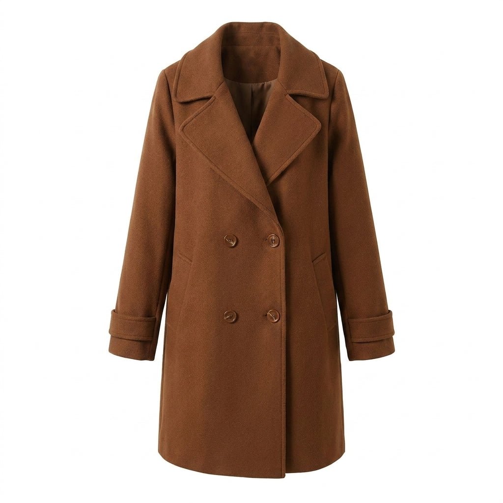 Women's Trench Coat with Double Breasted Closure and Notched Lapel – Mid-Length Winter Coat for Stylish Warmth 7