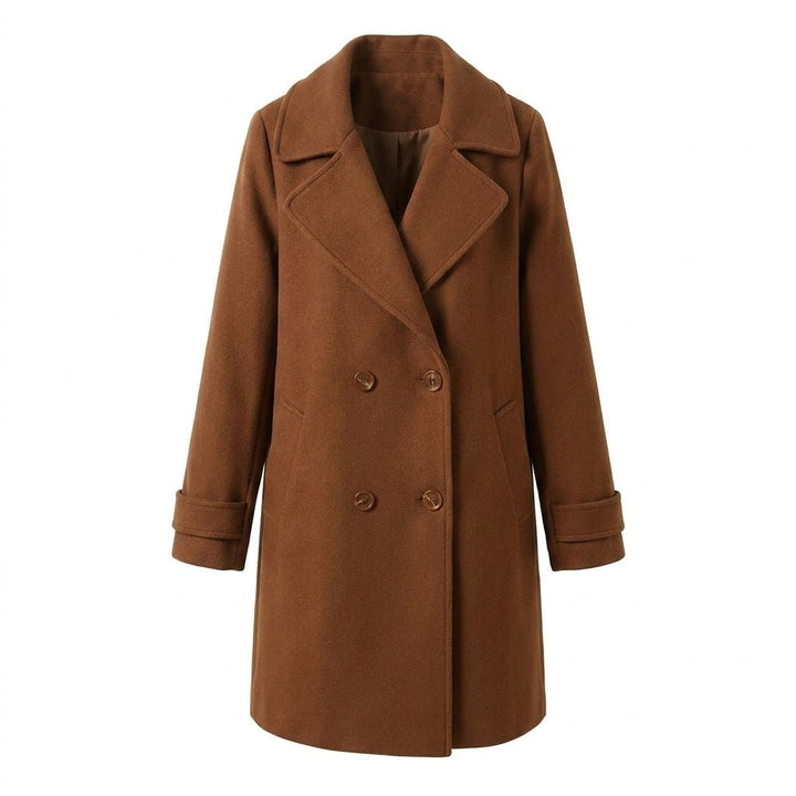 Women's Trench Coat with Double Breasted Closure and Notched Lapel – Mid-Length Winter Coat for Stylish Warmth 7